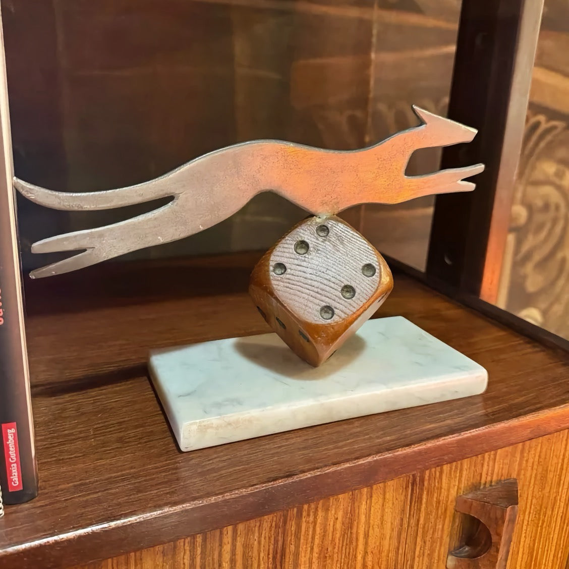 Vintage Dog Figure Marble Base Bookend - Italy 1970s