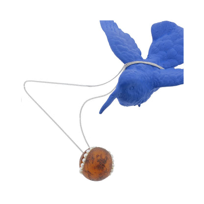 Amber and pearls pendant