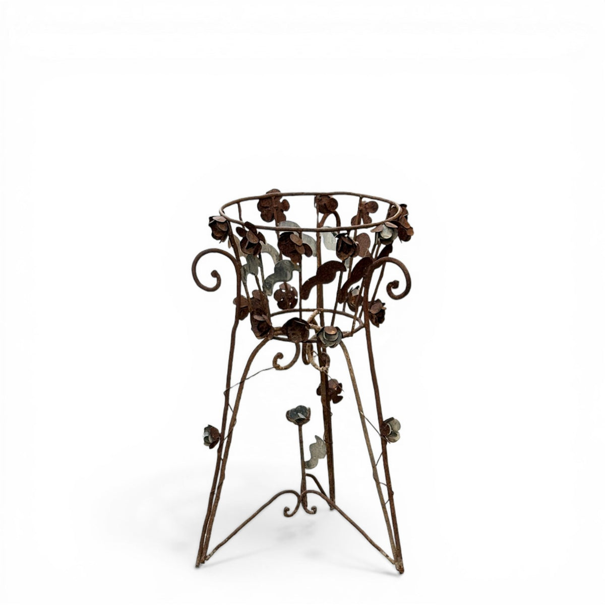 Antique Iron Planter with Floral Motifs, 19th Century.