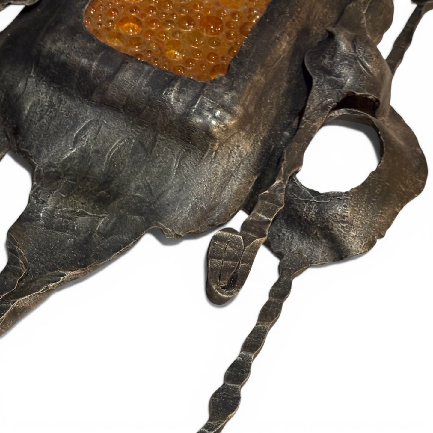 Sculptural Wall Light of Albano Poli, Welded Iron and Bubble Glass.