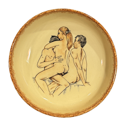 Hand painted erotic plate #16, France 50's, Ribero Vallauris