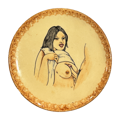 Hand painted erotic plate #31, France 50's, Ribero Vallauris
