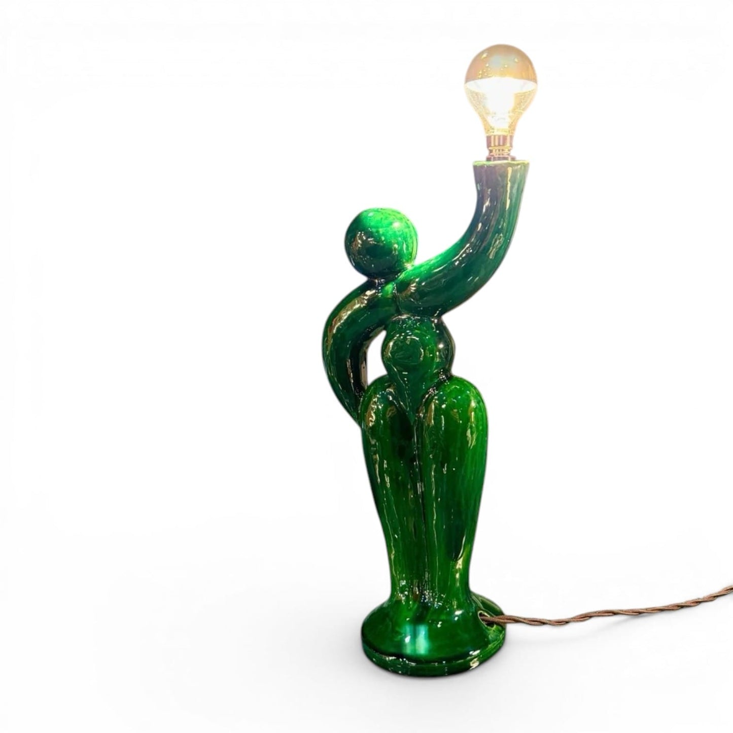 Sculptural glazed ceramic table lamp by Paul Armaing - 1970s
