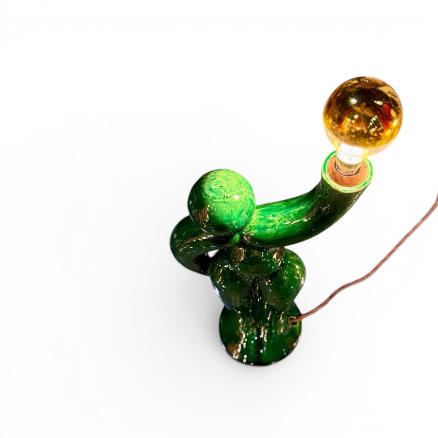 Sculptural glazed ceramic table lamp by Paul Armaing - 1970s