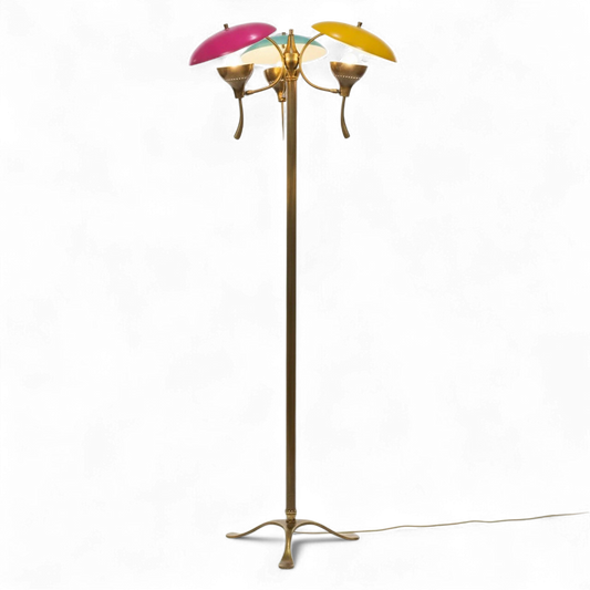 Vintage Stilnovo-Style Floor Lamp with Colored Shades, 70s