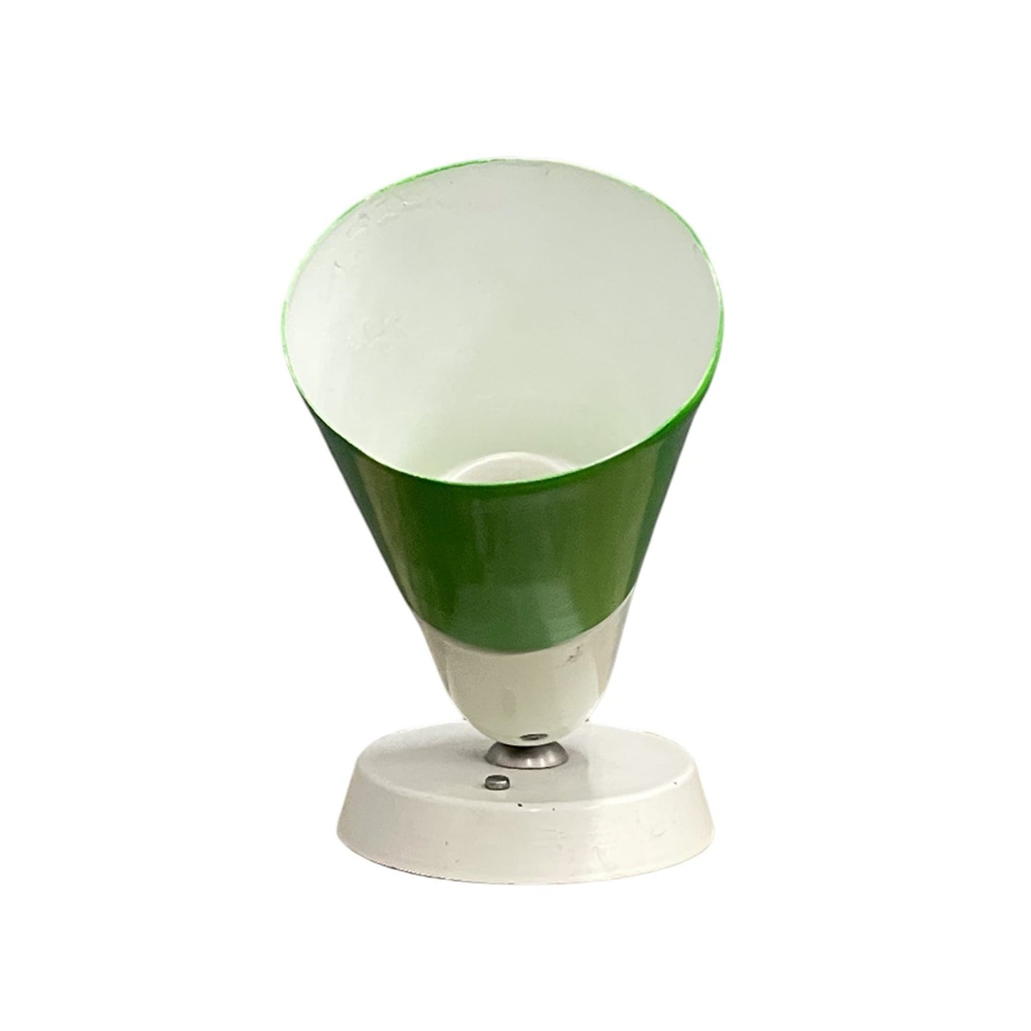 La Basilica Galeria Space Age green and white metal spotlight lamp, 1970s Italy. Adjustable head.