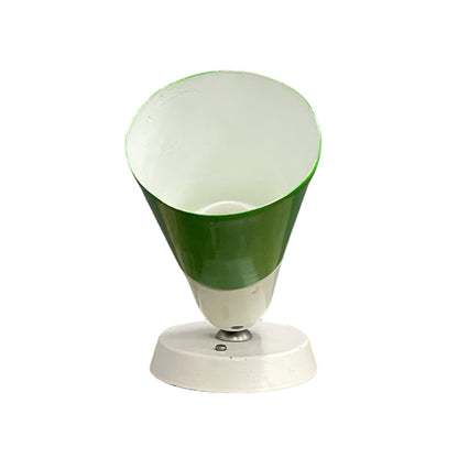 La Basilica Galeria Space Age green and white metal spotlight lamp, 1970s Italy. Adjustable head.