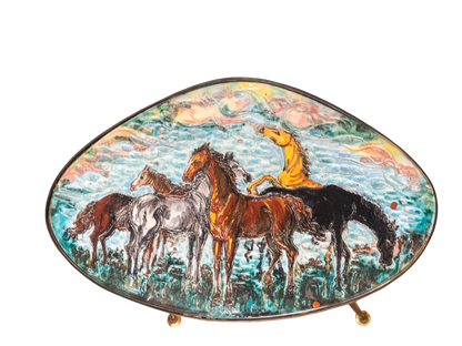Vintage Italian Mid-Century Side Table With Horses, Umberto Ghersi