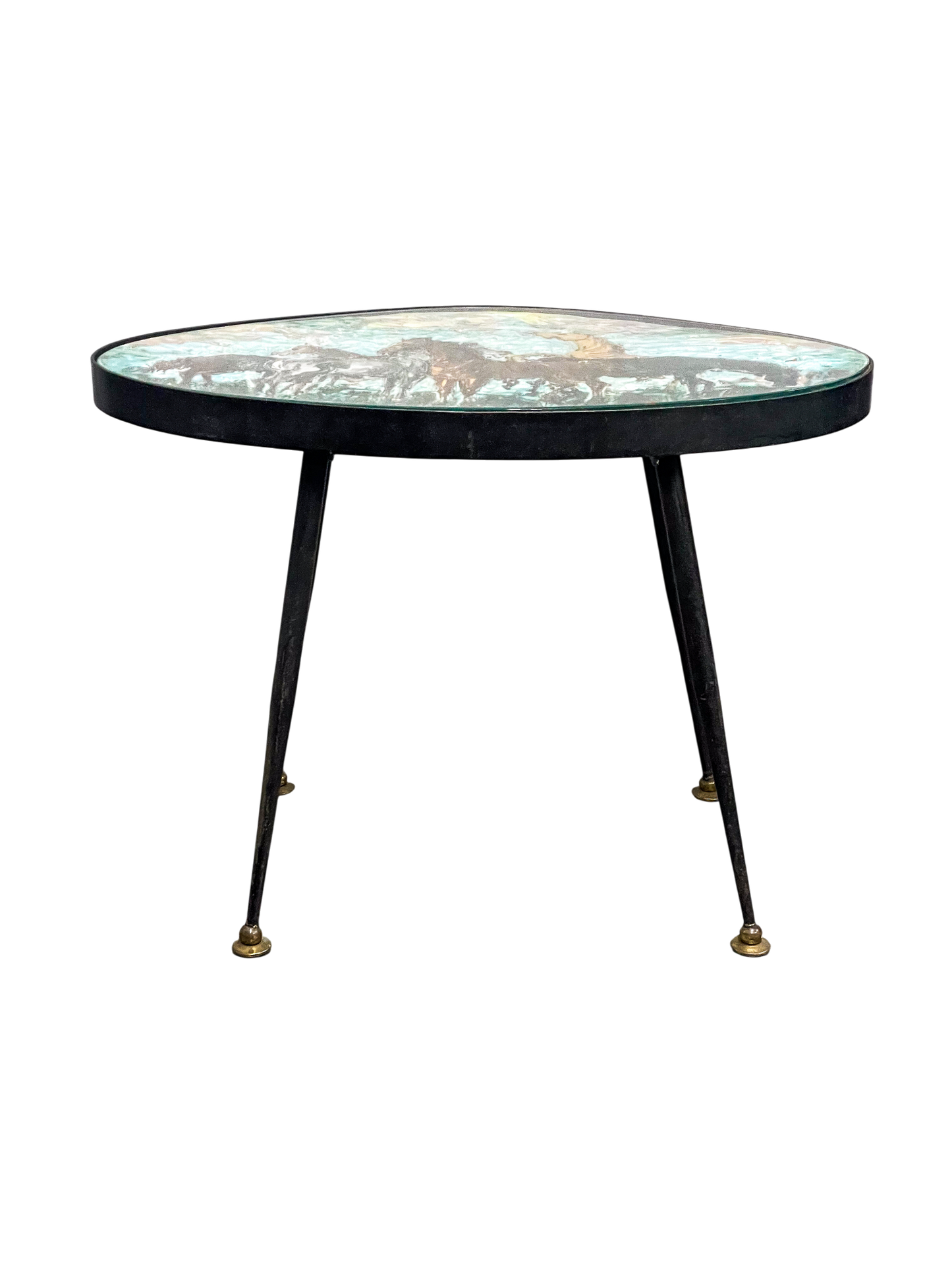 Vintage Italian Mid-Century Side Table With Horses, Umberto Ghersi