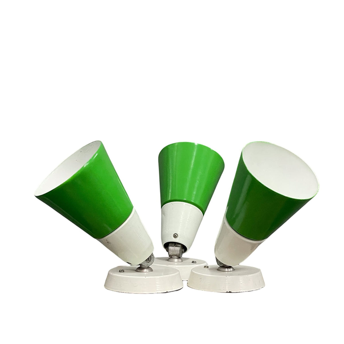 La Basilica Galeria vintage green and white metal spotlight, Space Age design, Italy, 1970s.