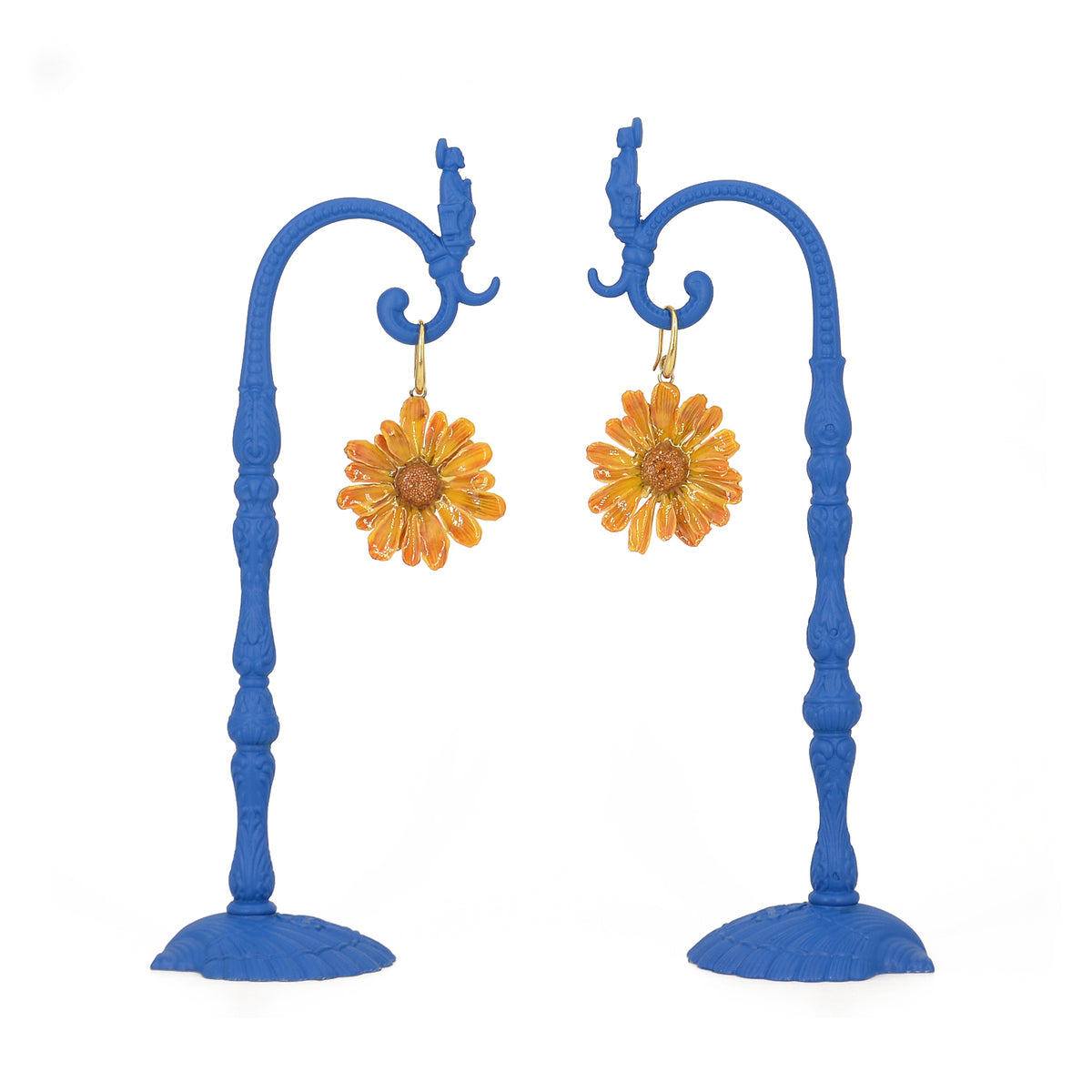 Orange daisy earrings