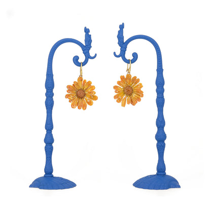 Orange daisy earrings