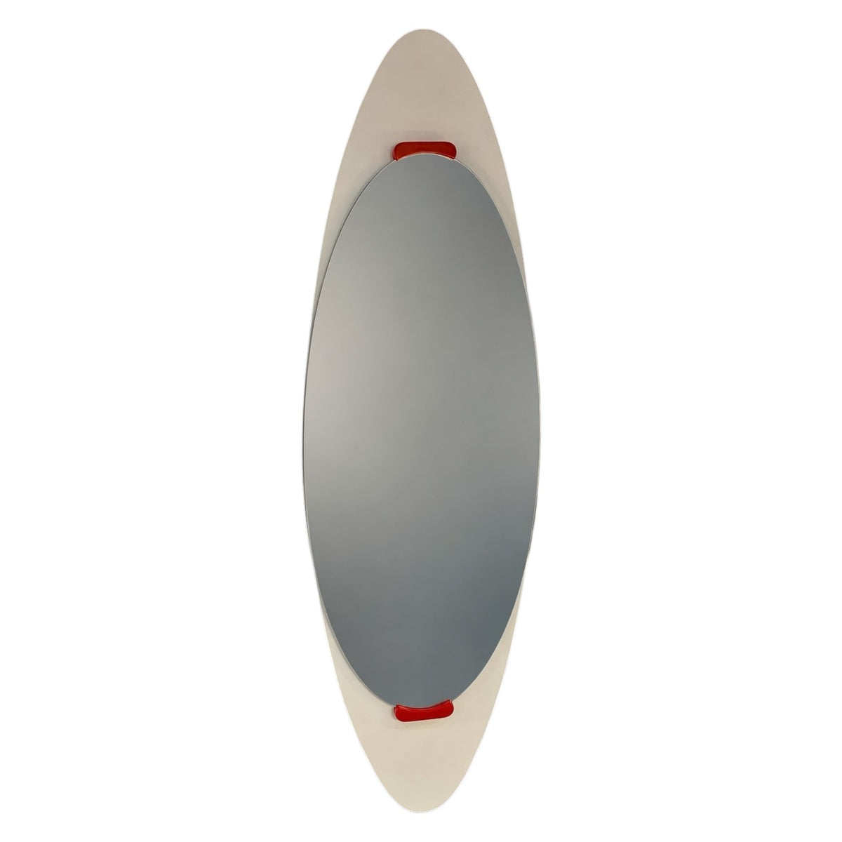 Oval silhouette lacquered wood mirror in the Mid-Century Modern style, c. 1960