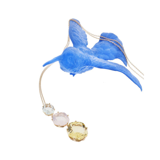 Pendant with aquamarine, citrine and rose quartz