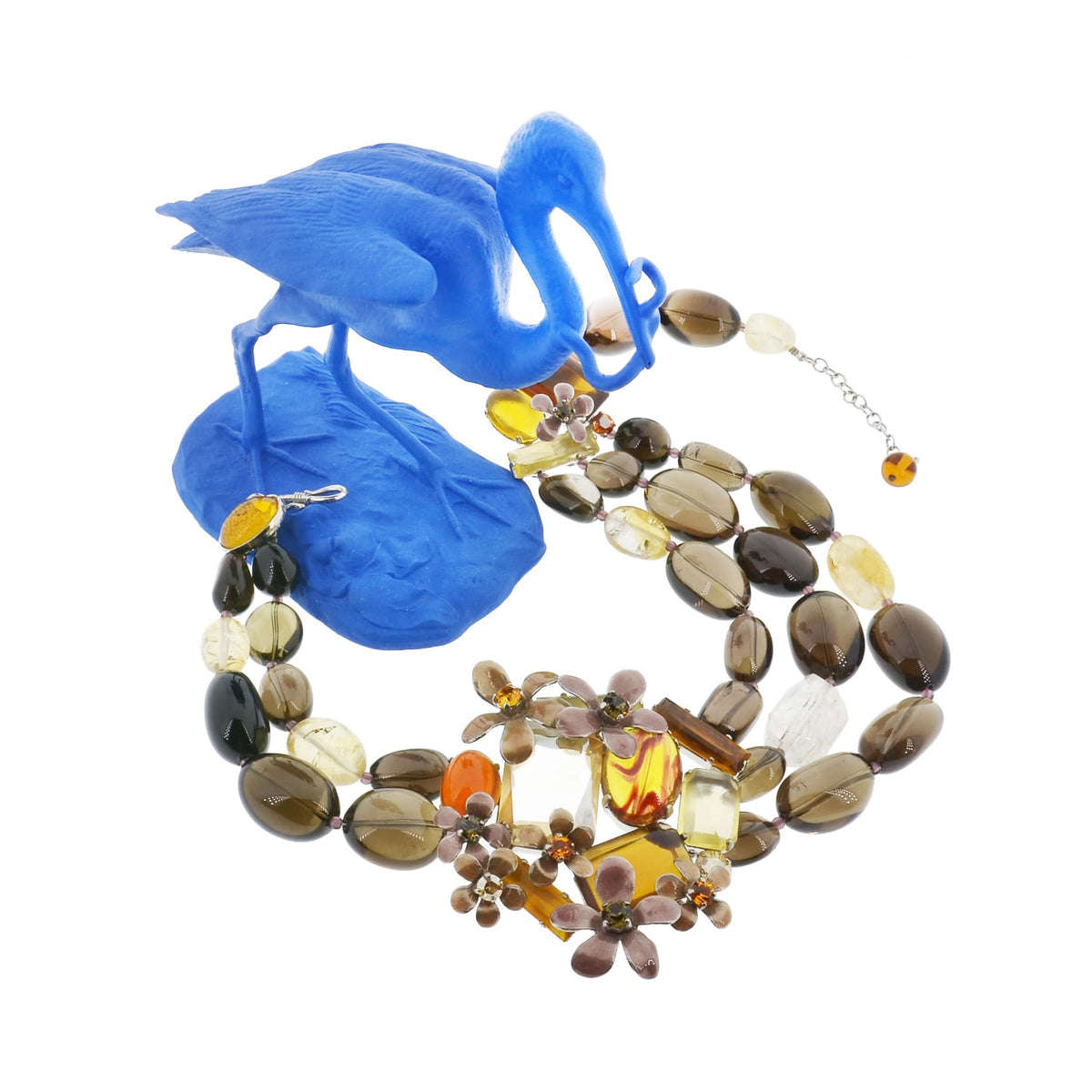 Smoky Quartz Floral Statement Necklace
