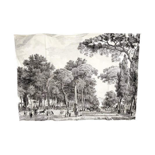 Tela vintage impresión del grabado "Vista de la Alameda" de Ligier, Dequevauvillier y Saulx, años 80