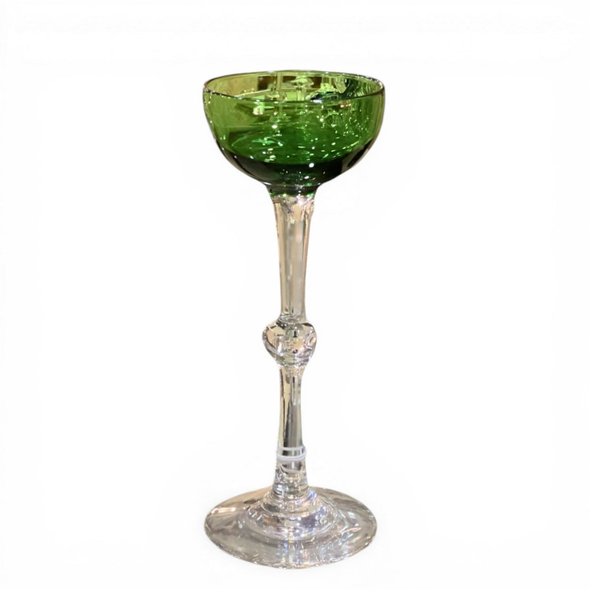 Vintage Boccaccio Barcelona Cocktail Glass | Emerald Green Crystal Coupe | Collectible Barware