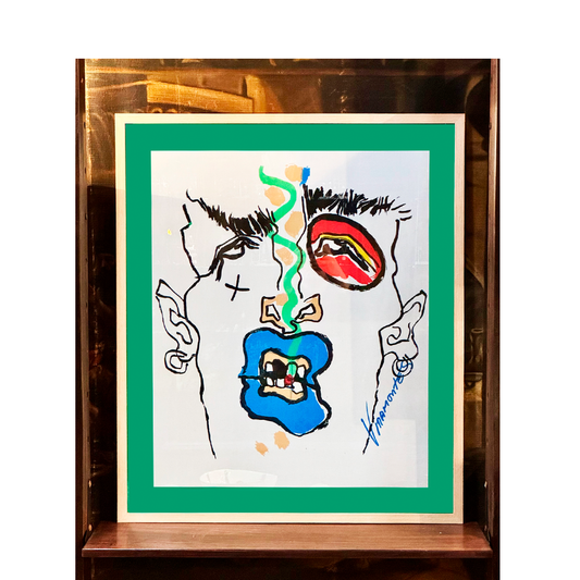 Viramontes Screenprint: Male Face with Blue Lips and Red Eye